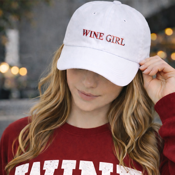 Wine Girl White Hat