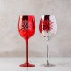 Red Snowflake Stemmed Wine Glass